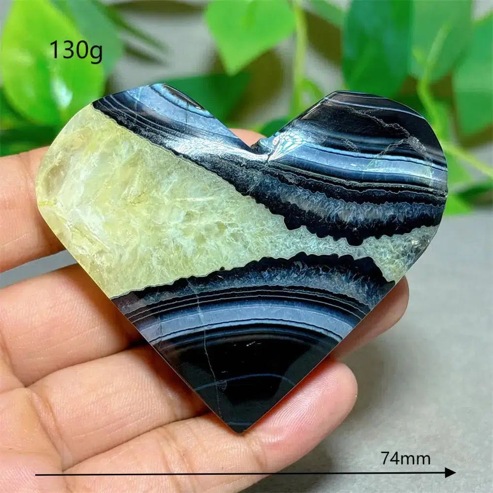 Black Silk Agate Heart