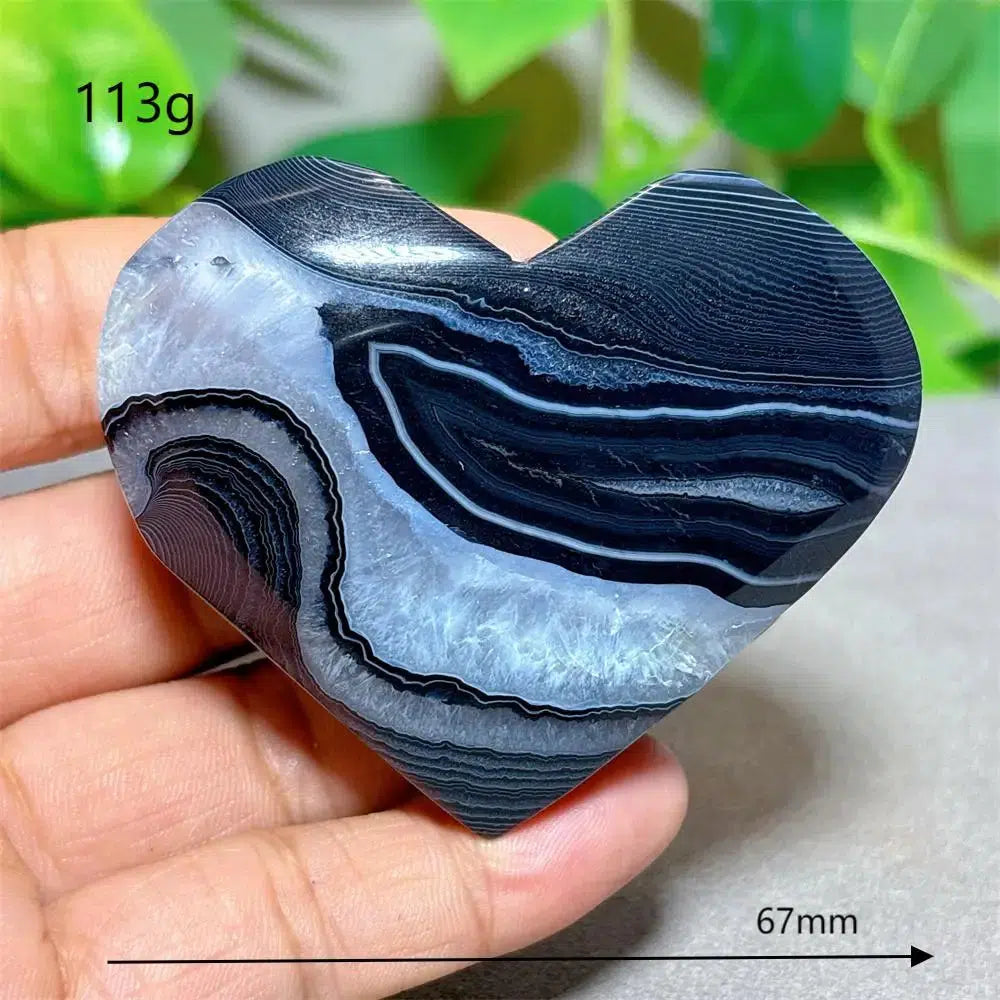 Black Silk Agate Heart