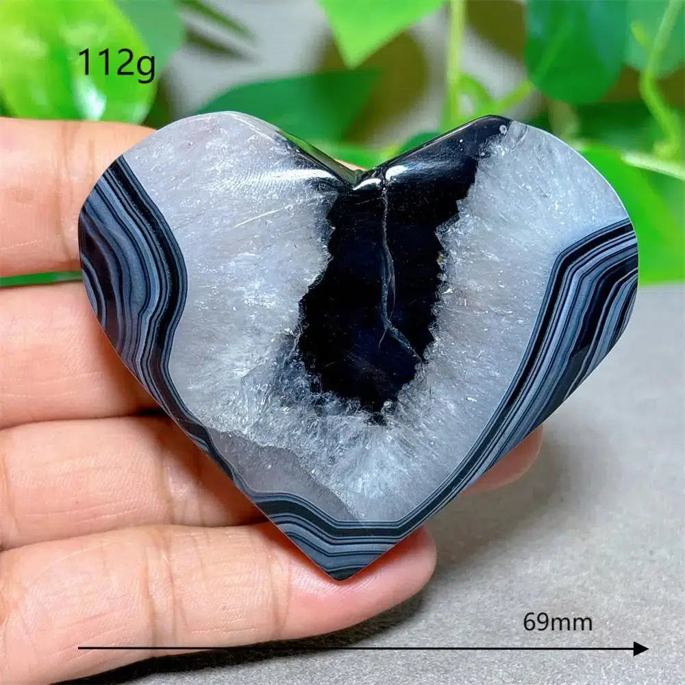 Black Silk Agate Heart