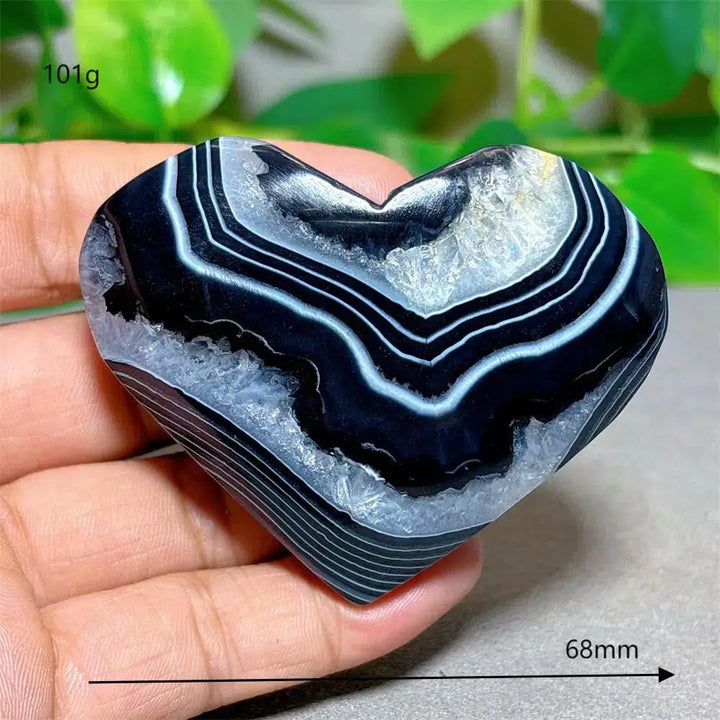 Black Silk Agate Heart