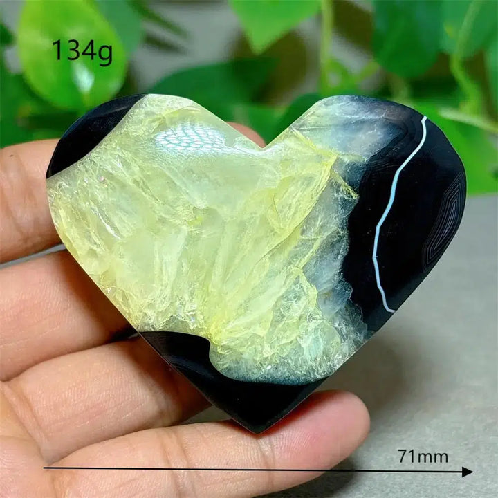 Black Silk Agate Heart