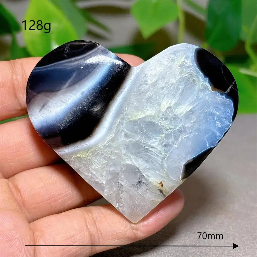 Black Silk Agate Heart