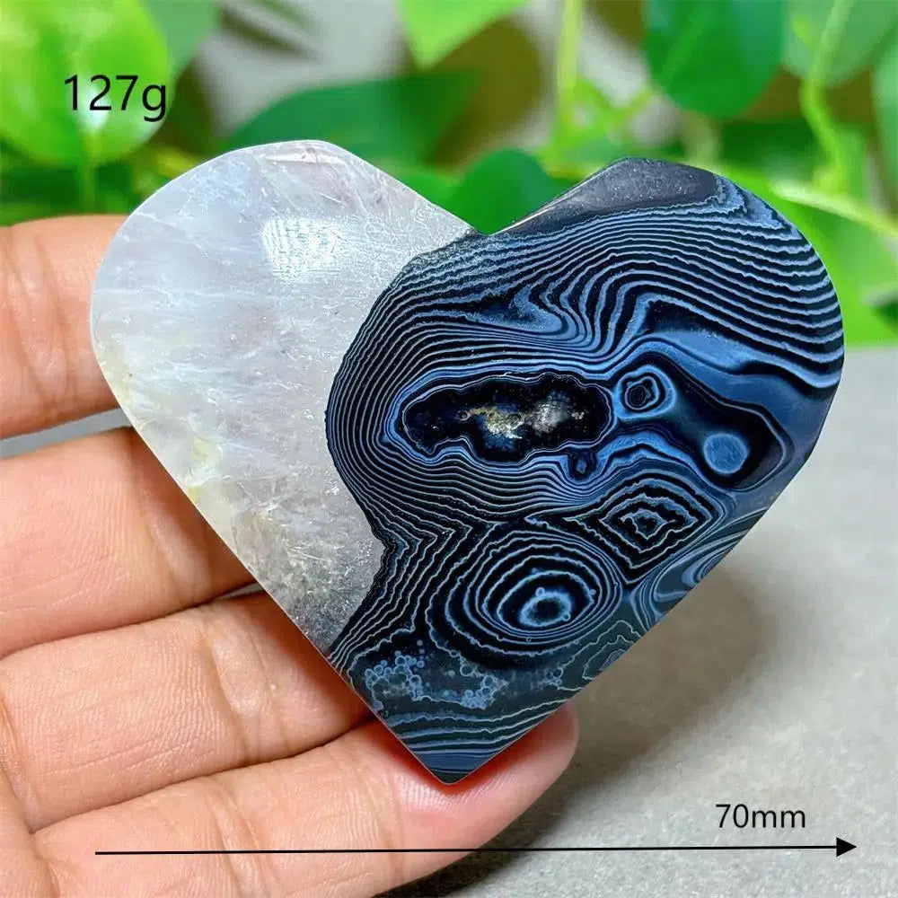 Black Silk Agate Heart