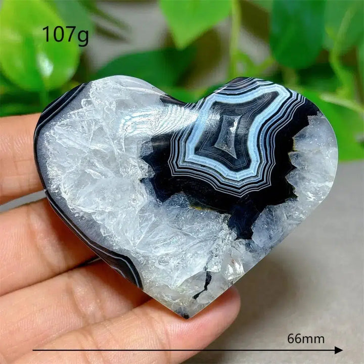 Black Silk Agate Heart