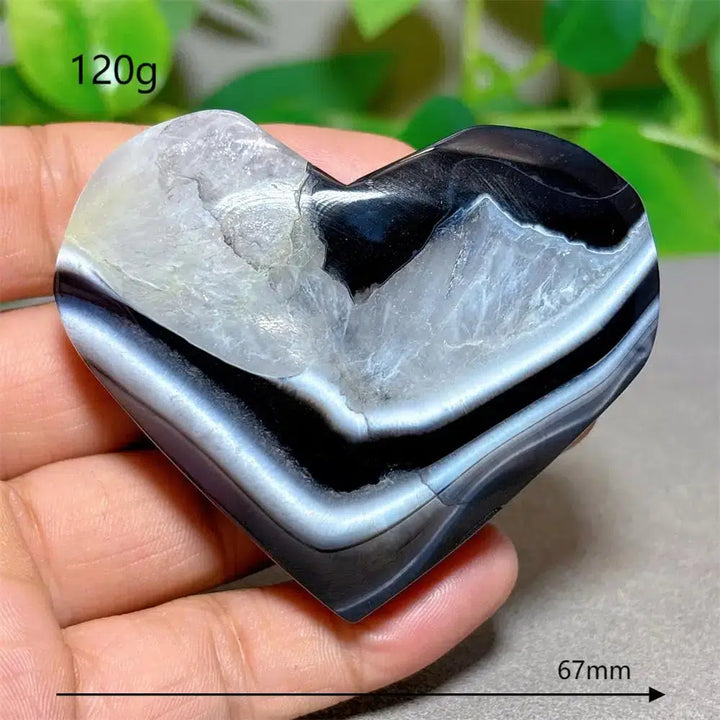 Black Silk Agate Heart