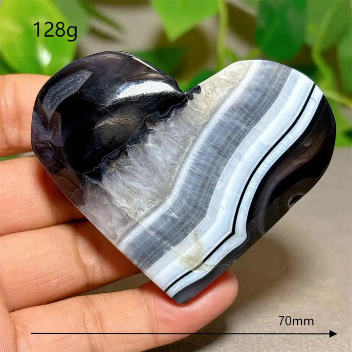 Black Silk Agate Heart