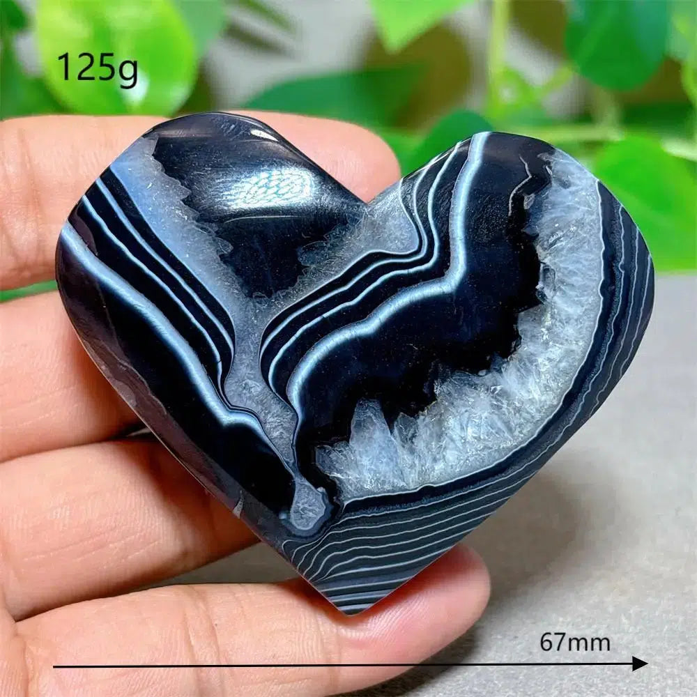 Black Silk Agate Heart