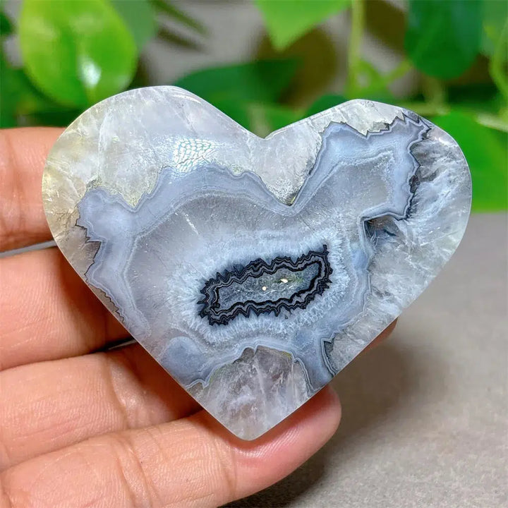 Black Silk Agate Heart