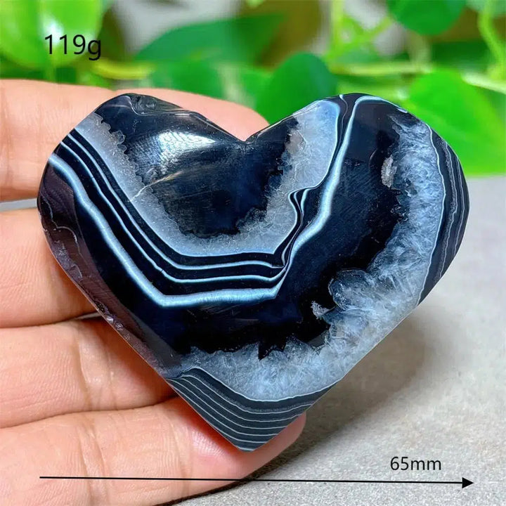 Black Silk Agate Heart