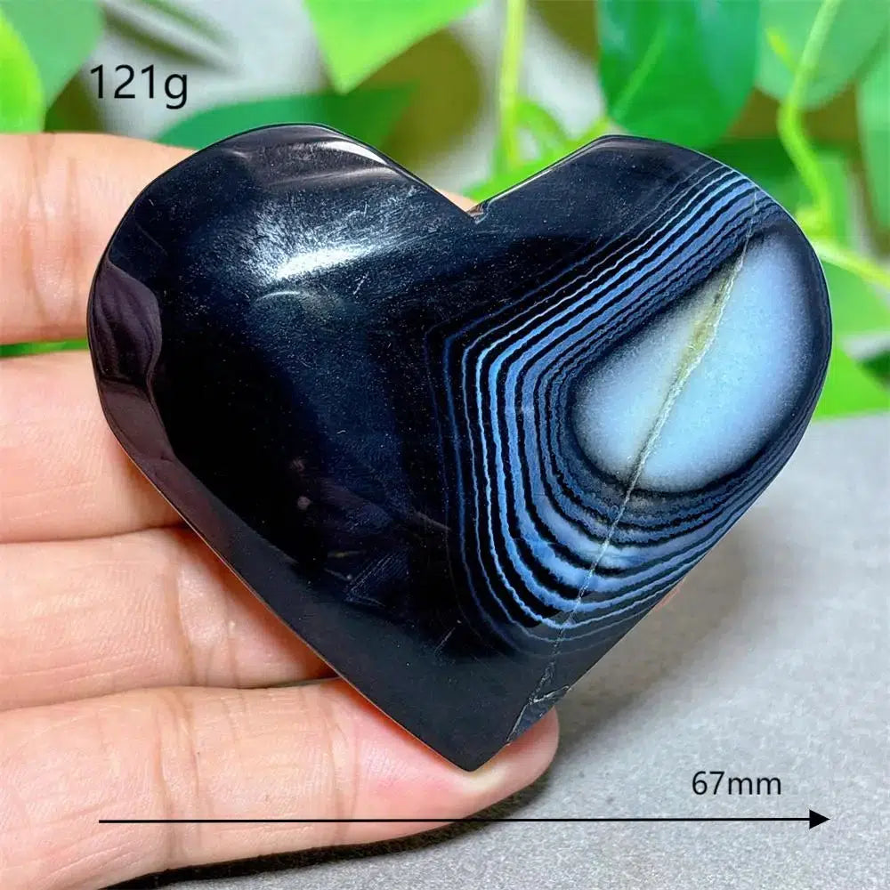 Black Silk Agate Heart