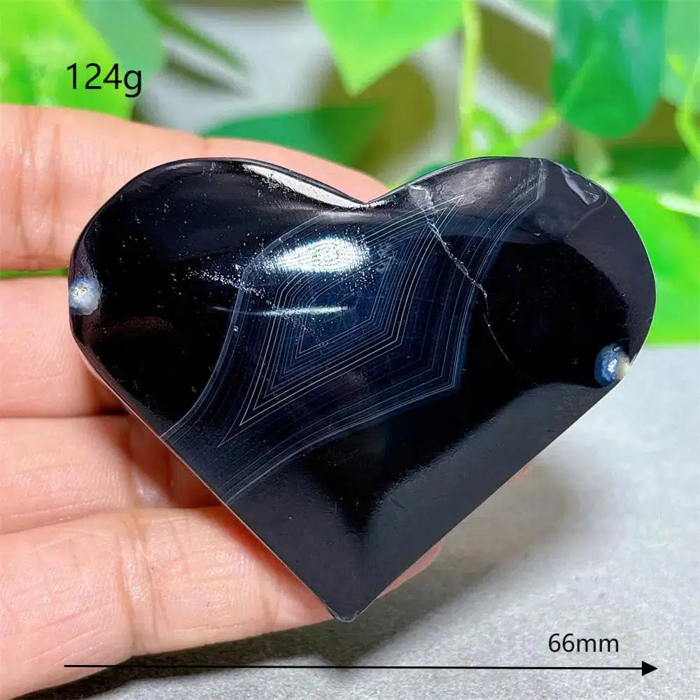 Black Silk Agate Heart