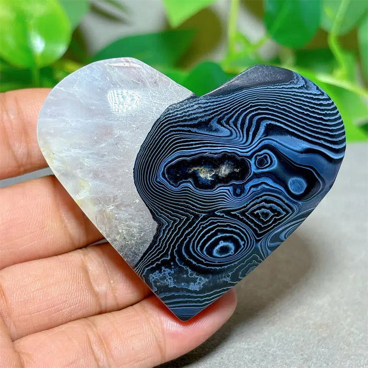 Black Silk Agate Heart