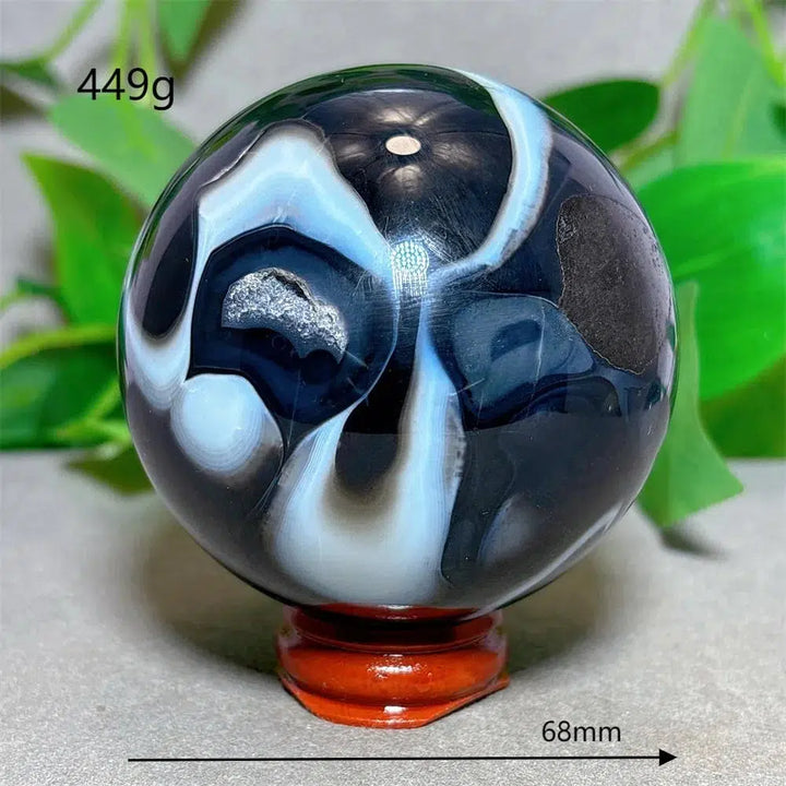 Black Silk Agate Sphere + Stand