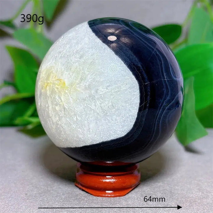 Black Silk Agate Sphere + Stand