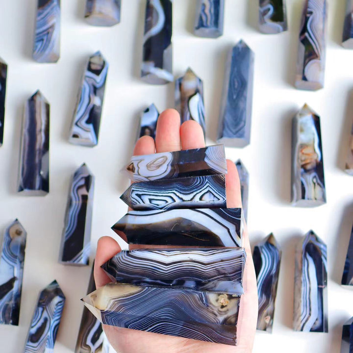 Black Stripe Agate Tower