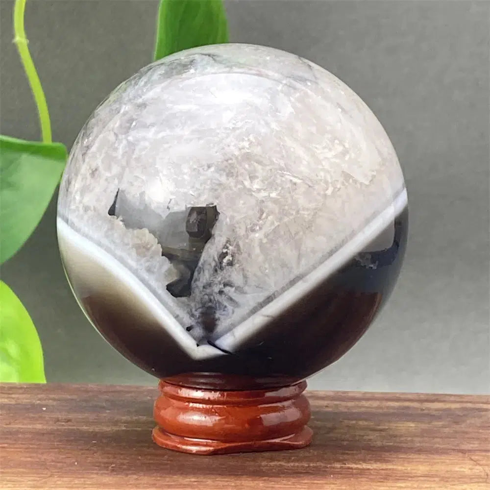 Black Striped Agate Crystal Sphere