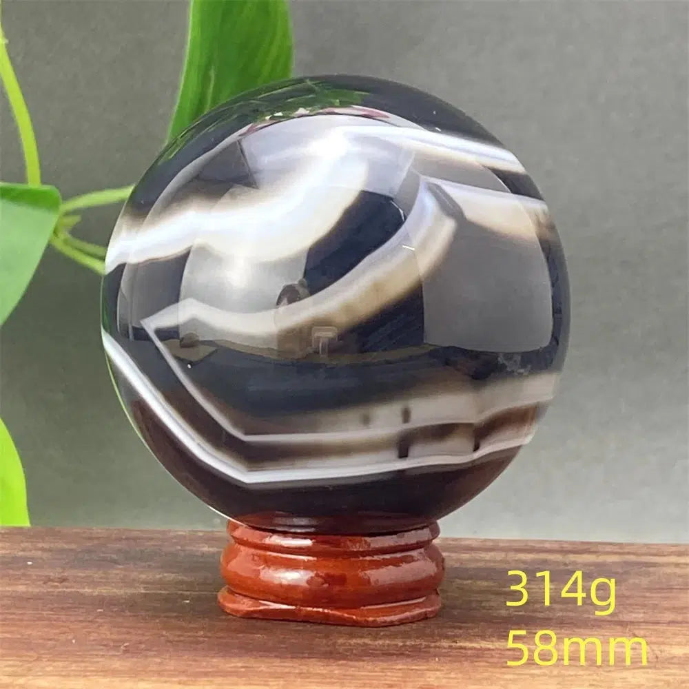 Black Striped Agate Crystal Sphere