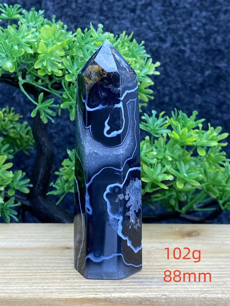 Black Striped Agate Tower