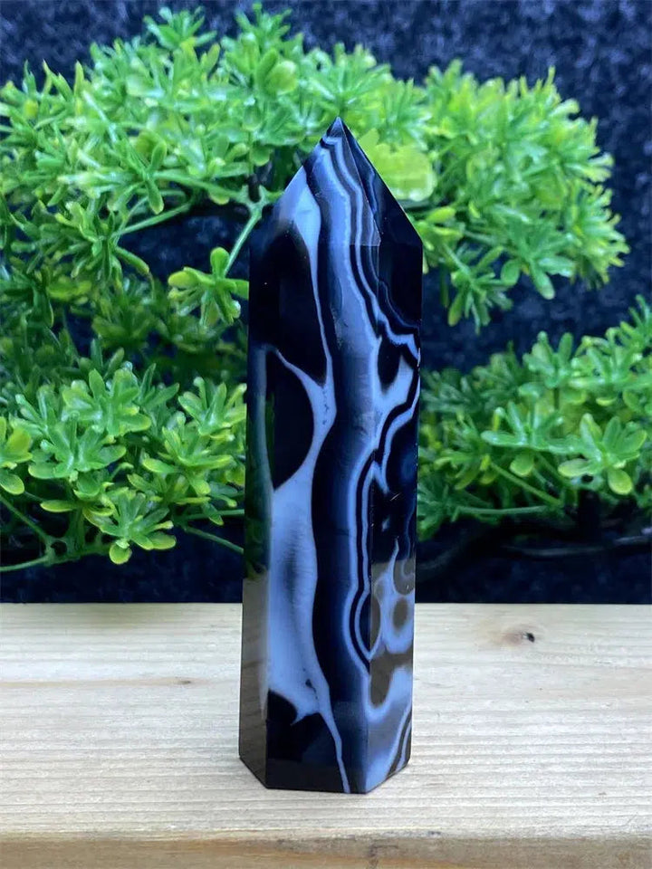 Black Striped Agate Tower