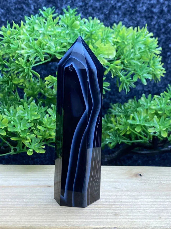 Black Striped Agate Tower