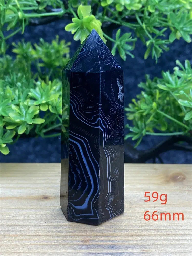 Black Striped Agate Tower