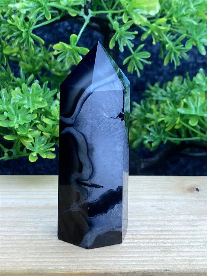 Black Striped Agate Tower