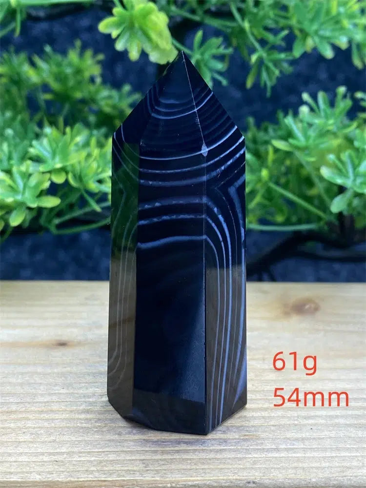 Black Striped Agate Tower