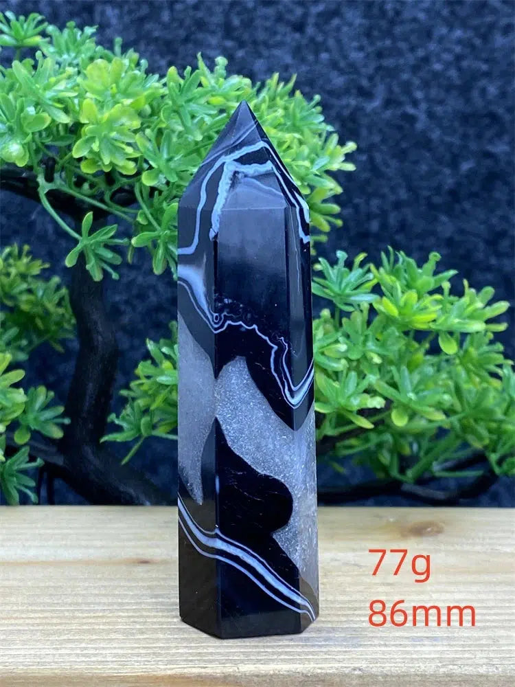 Black Striped Agate Tower