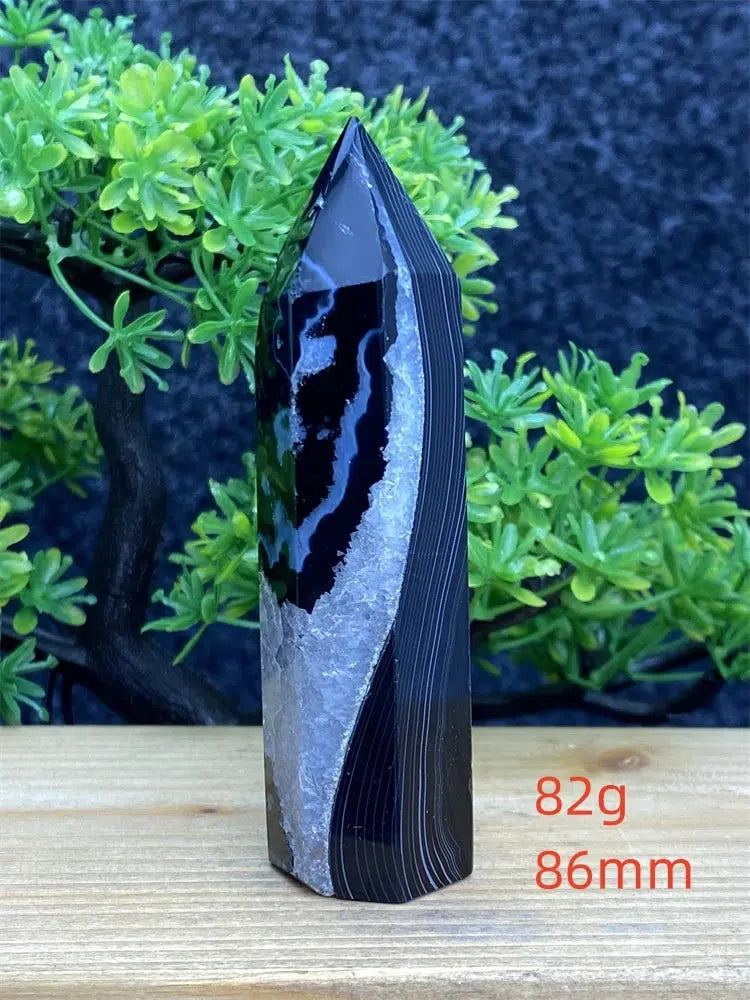 Black Striped Agate Tower