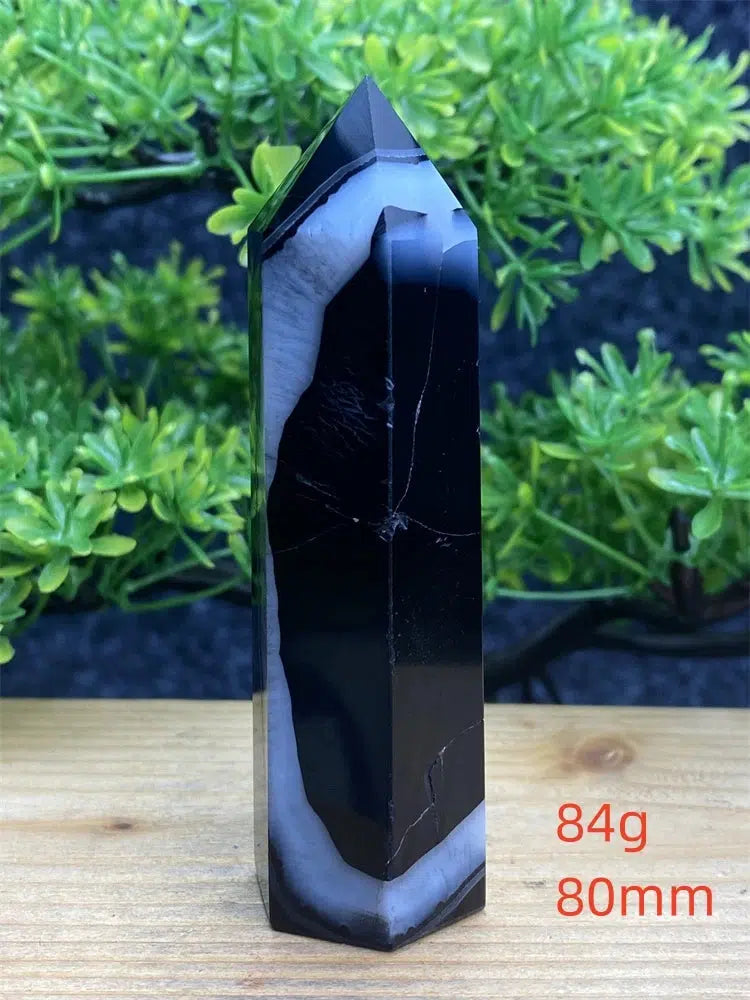 Black Striped Agate Tower