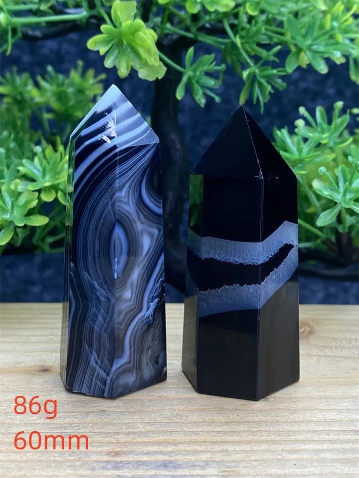 Black Striped Agate Tower