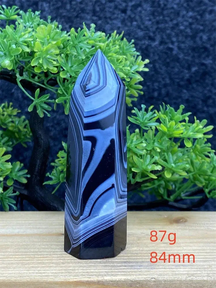 Black Striped Agate Tower