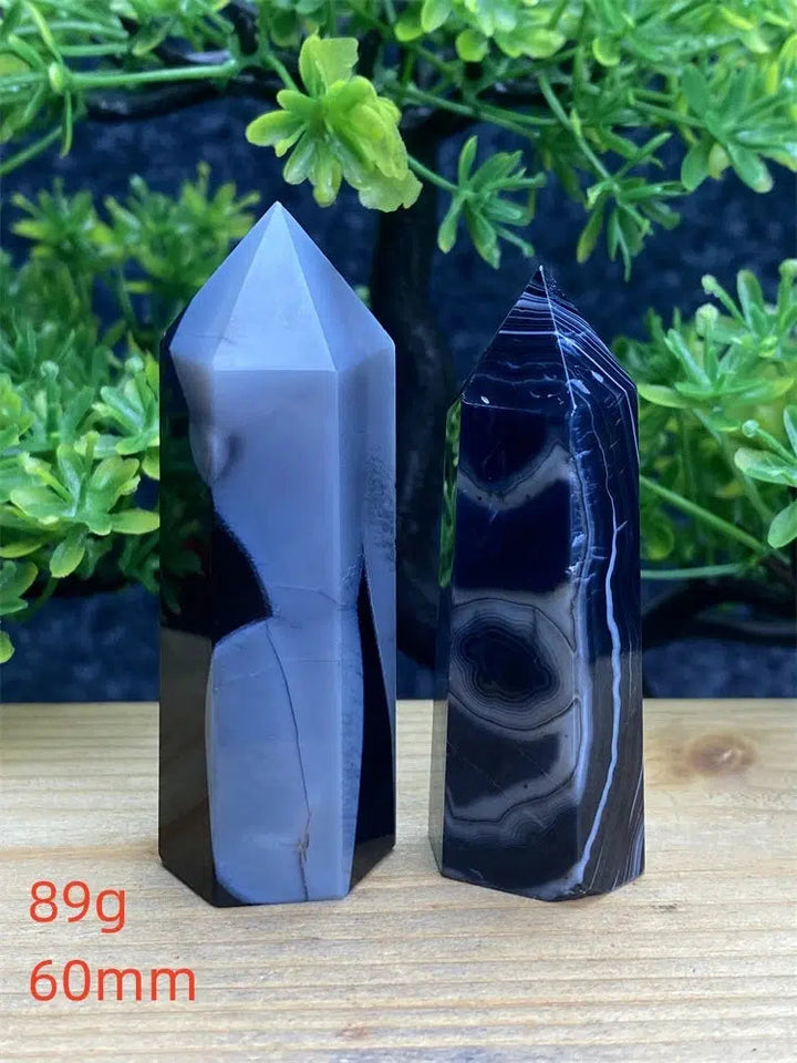 Black Striped Agate Tower