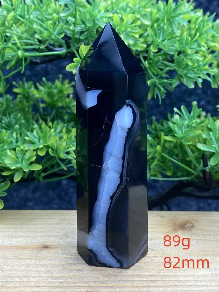 Black Striped Agate Tower