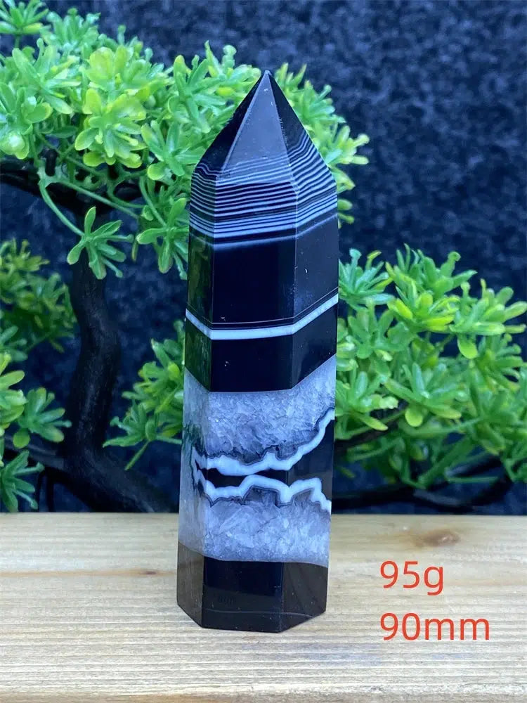 Black Striped Agate Tower