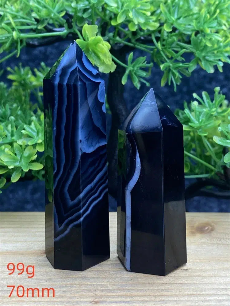 Black Striped Agate Tower