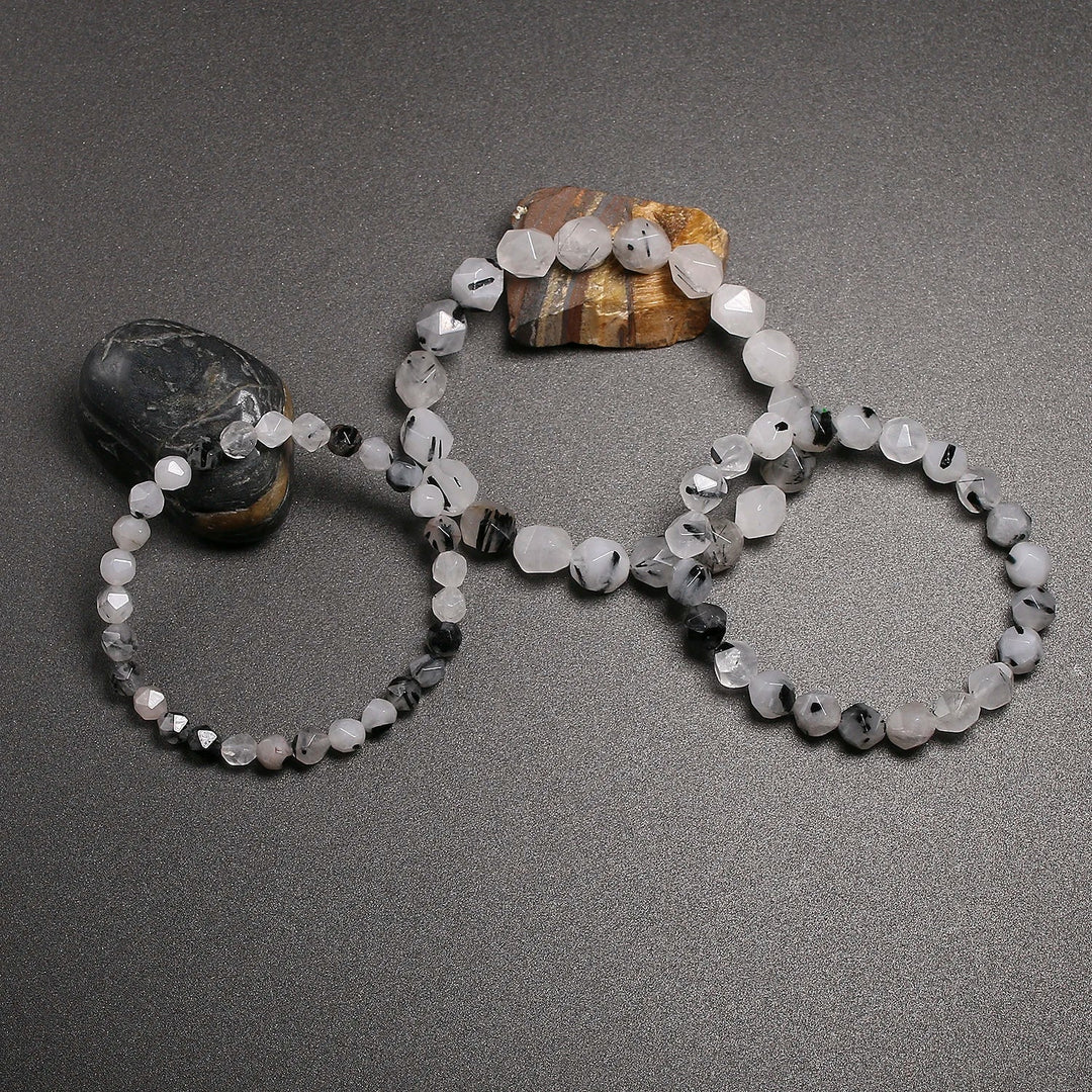 Black Tourmalinated Quartz Bracelets