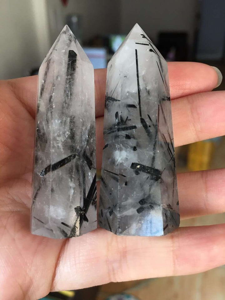 Black Tourmaline Rutile in Quartz Tower