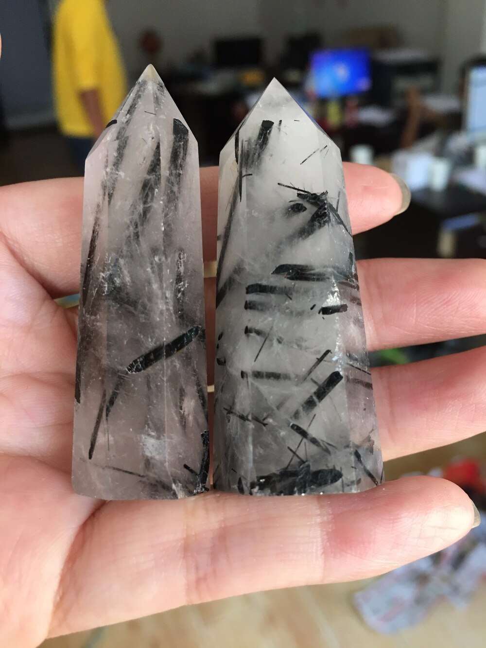 Black Tourmaline Rutile in Quartz Tower