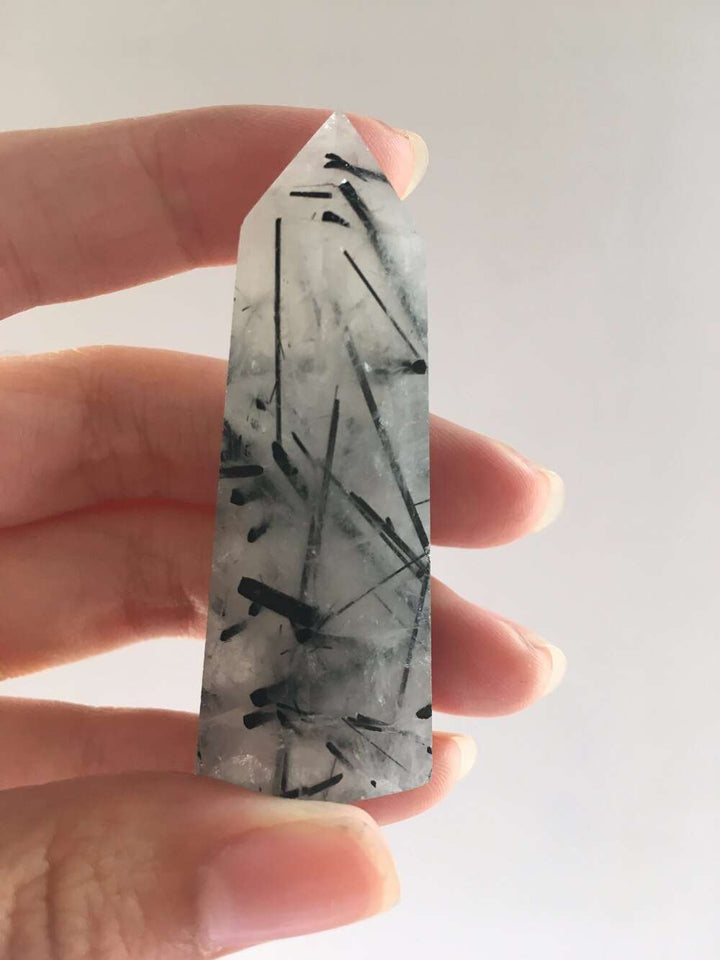 Black Tourmaline Rutile in Quartz Tower