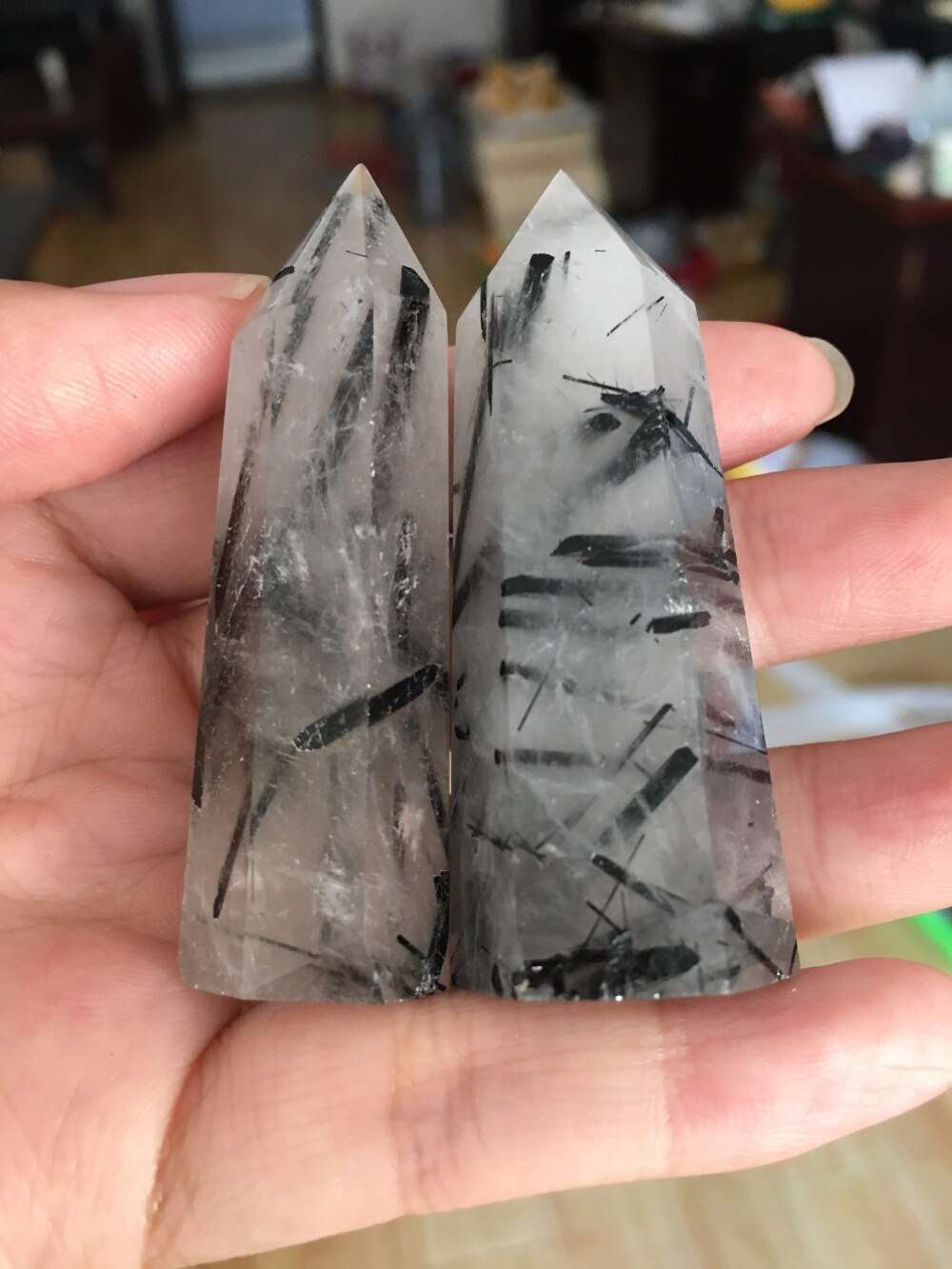 Black Tourmaline Rutile in Quartz Tower