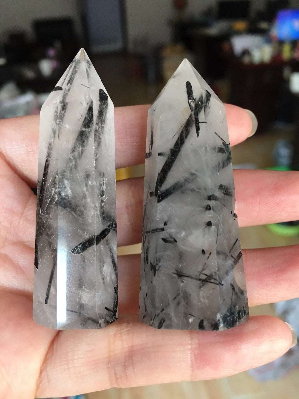 Black Tourmaline Rutile in Quartz Tower