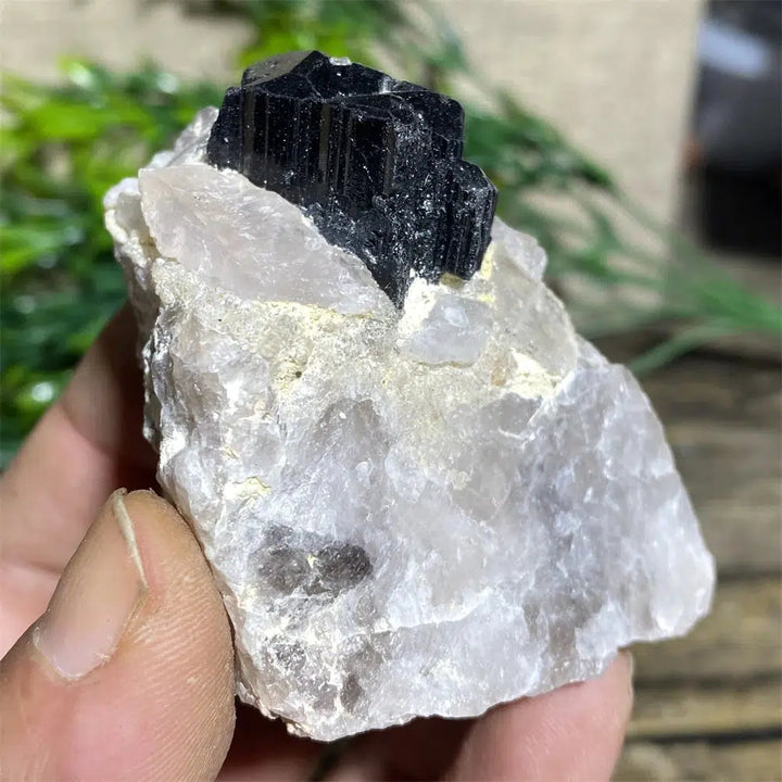 Black Tourmaline on Matrix Rock