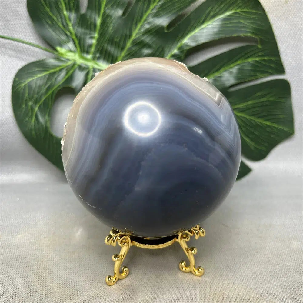 Blue Agate Geode Crystal Sphere