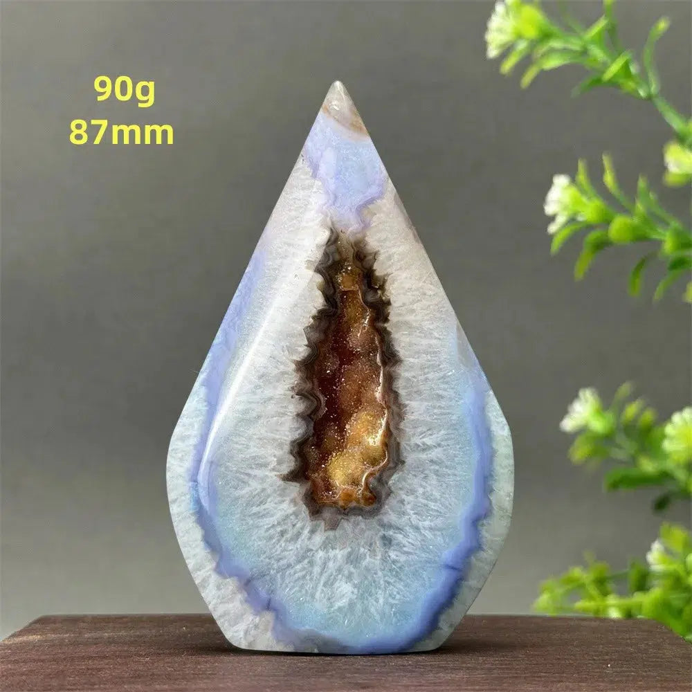 Blue Agate Geode Freeform Torch