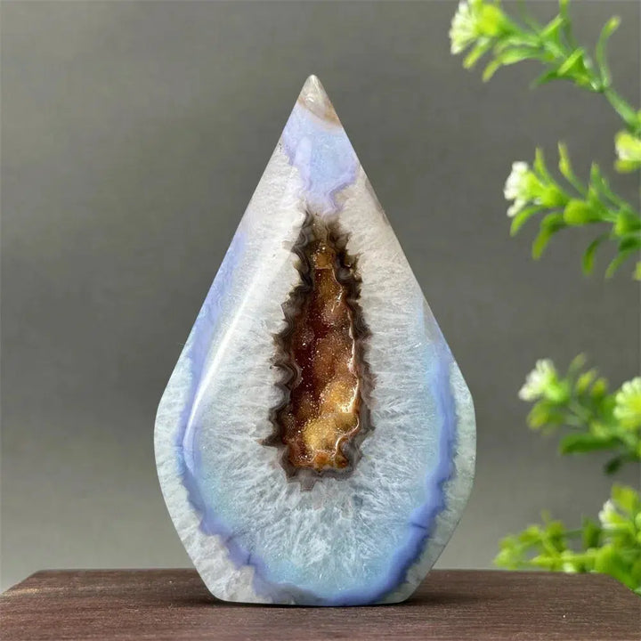 Blue Agate Geode Freeform Torch