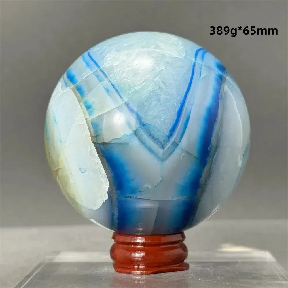 Blue Agate Sphere + Base