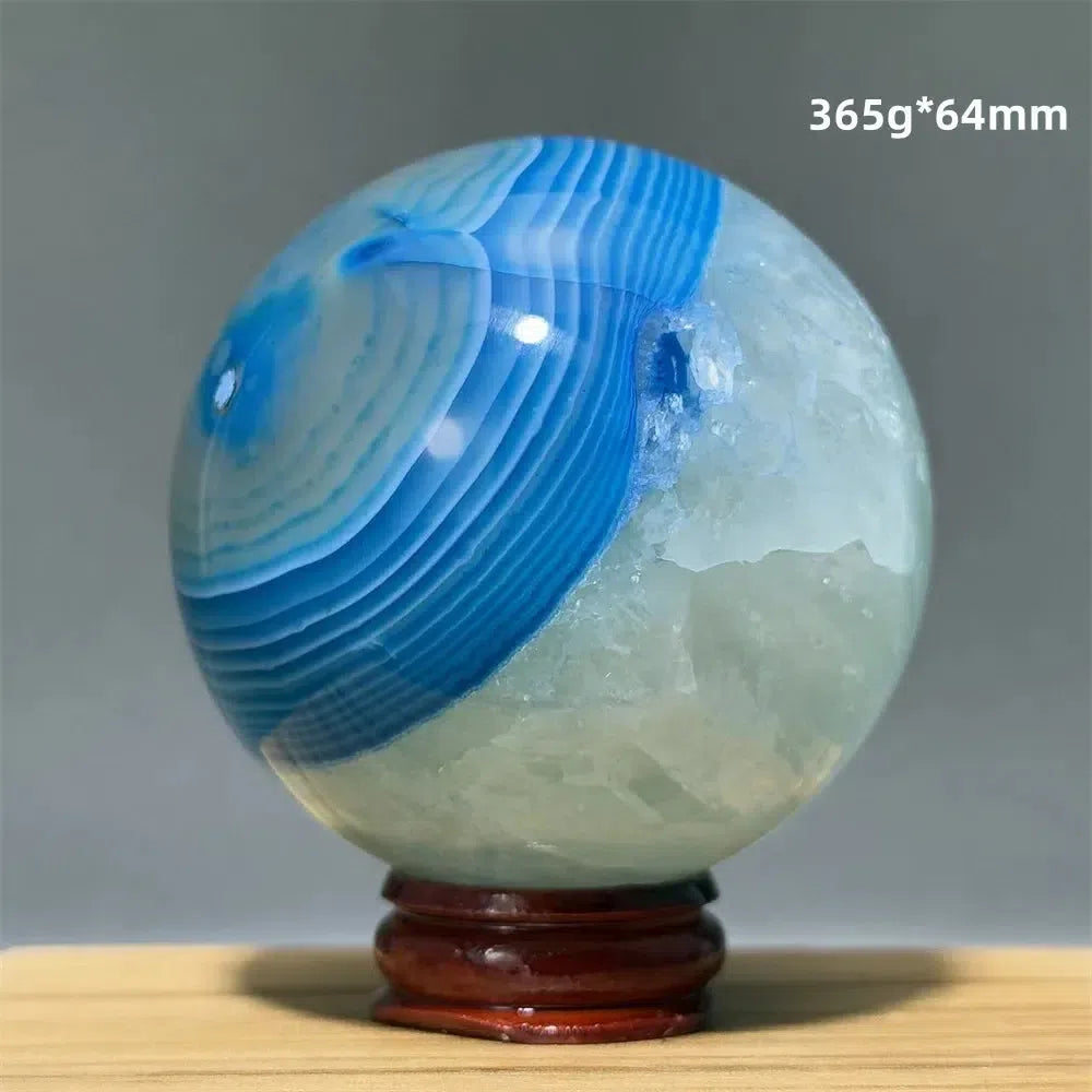 Blue Agate Sphere + Base