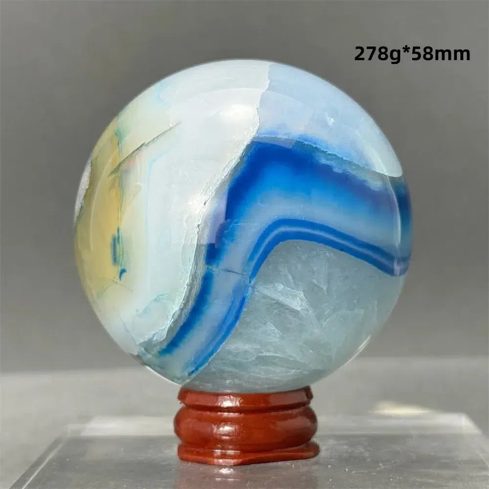 Blue Agate Sphere + Base