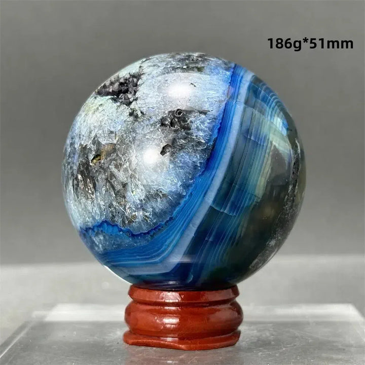 Blue Agate Sphere + Base